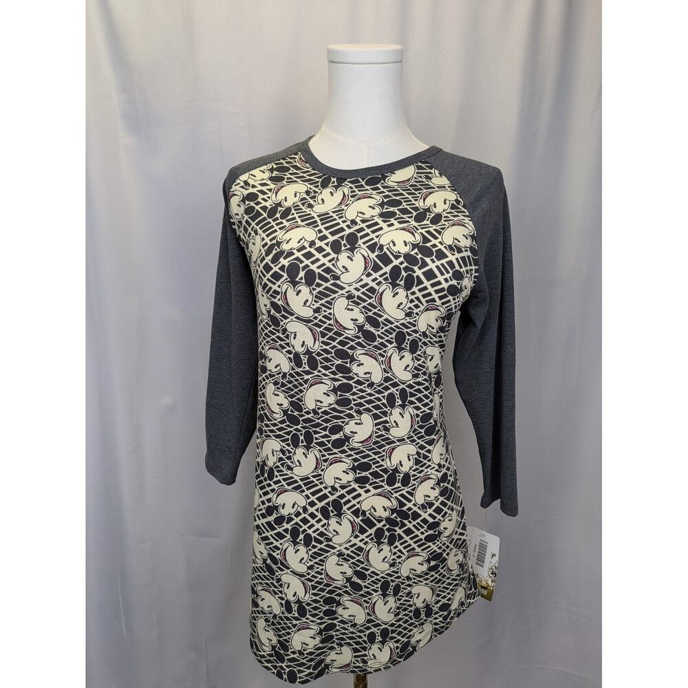 LuLaRoe Shirt Womens Small Gray Randy Mickey Mouse Raglan Baseball Tee Top NWT